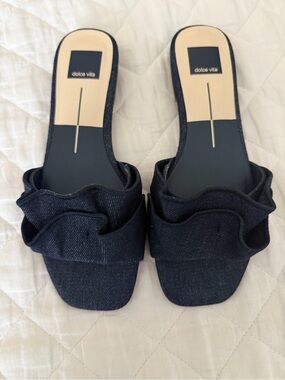 Dolce Vita Navy Ruffle Slip-On Mules